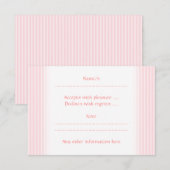 Pastel roze stripes. RSVP kaartje (Voorkant / Achterkant)