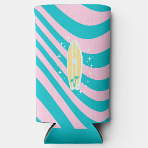 Pastel roze surfplank, strandkunst, tropische vibe