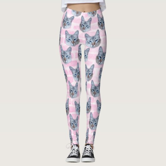 Pastel Roze Tito Cat Leggings (Voorkant)