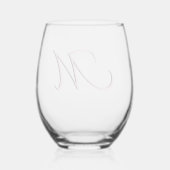 Pastel roze Trendy Elegant Monogram Initiaal Lette Wijnglas Zonder Voet (Achterkant)