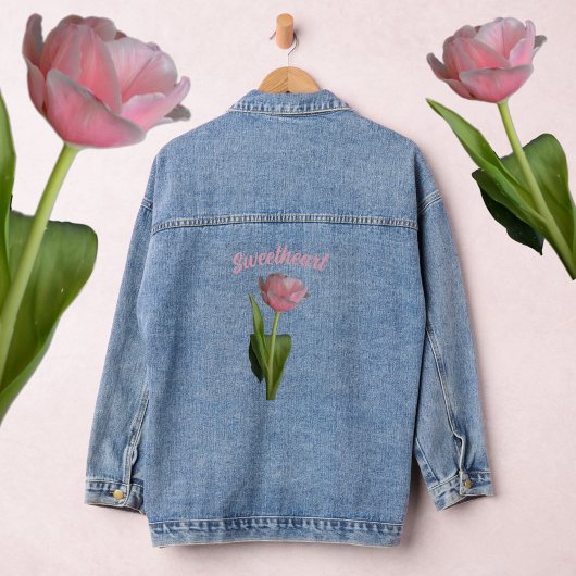 Pastel Roze Tulp Denim Jacket