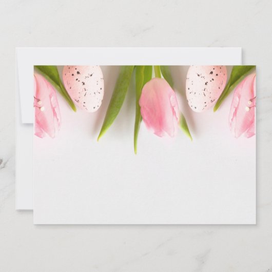 Pastel Roze Tulpen Gelukkige Paasdag Notitiekaartje (Achterkant)