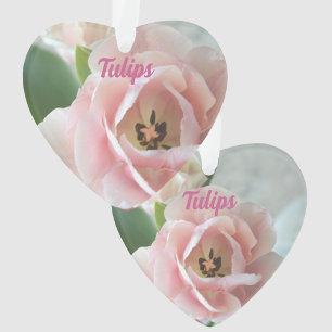 Pastel roze tulpen met naam Floral Botanical Ornament