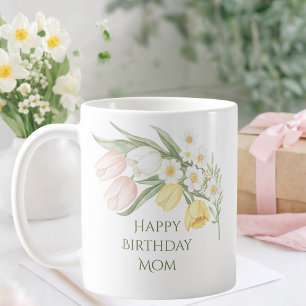 Pastel Roze Tulpen Narcissen Bloemige Verjaardagsm Koffiemok