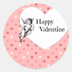 Pastel roze Valentijn cupid hart Ronde Sticker