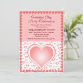 Pastel Roze Valentijnsdag Party Raining Hearts Kaart (Staand voorkant)