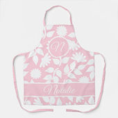 Pastel roze vet floreel - monogrammen schort (Voorkant)