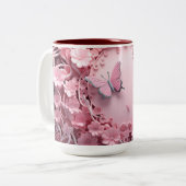 Pastel Roze Vlinder 3D Artistry Koffie Mok (Voorkant links)