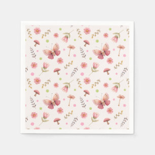 Pastel Roze Vlinder & Bloesem Botanisch Servet