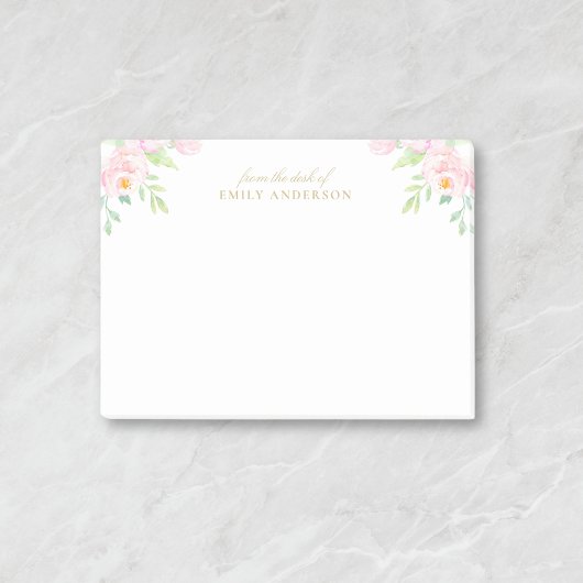 Pastel Roze Waterverf Bloemen Gepersonaliseerde na Post-it® Notes