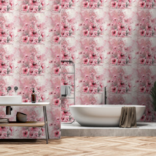 Pastel roze Waterverf Bloemen kwekerij Behang