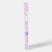 Pastel Roze Waterverf Bloemige Vlinders Monogram Case-Mate iPhone Case (Achterkant / Links)