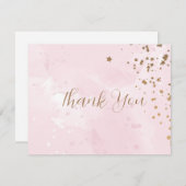 Pastel roze Waterverf bruiloft Hartelijk dank Bedankkaart (Voorkant / Achterkant)