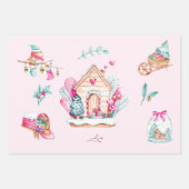 Pastel Roze Waterverf Kerstmis Inpakpapier Vel (Voorkant 3)