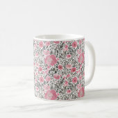 Pastel roze waterverf monogram floreel patroon koffiemok (Voorkant rechts)