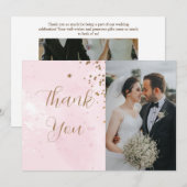 Pastel Roze Waterverf Twee Fotodag Kaart (Voorkant / Achterkant)