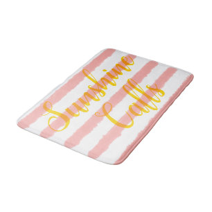 Pastel Roze Waterverf Witte Strepen Badmat