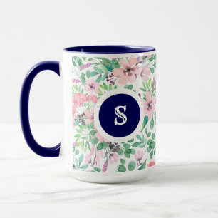Pastel Roze Waterverven Toscane Flowers Patroon Mok