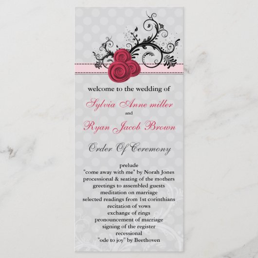 pastel roze Wedding programma (Voorkant)