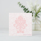 Pastel Roze & White Floral Damask Wedding Invite Kaart (Staand voorkant)