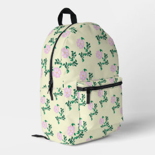 Pastel Roze Wilde Roos Bloem Patroon Bedrukte Rugzak