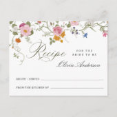Pastel Roze Wildflower Vrijgezellenfeest Recept Ka Briefkaart (Voorkant)