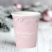 Pastel Roze Winter Wonderland Sneeuwvlok Papieren Bekers