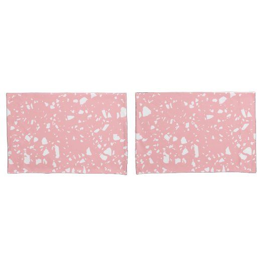 Pastel Roze Wit Abstract Terrazzo Patroon Kussensloop (Voorkant-Set)