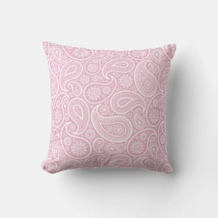 Pastel Roze & Wit  Bloemen Paisley Kussen
