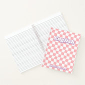 Pastel Roze Wit Checkerboard Engelse School Notitieboek (Binnen)