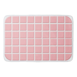 Pastel Roze Wit Faux Vierkante Tegels Patroon Badmat