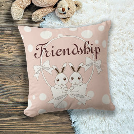 Pastel Roze Wit Lint Twee-eiige Konijnen Meisjes K Kussen