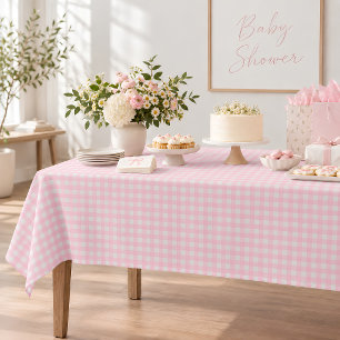 Pastel Roze Witte Gingham Plaid Geruite Baby Showe Tafelkleed