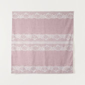Pastel Roze Witte Kant Textuur Wandkleed (Voorkant)