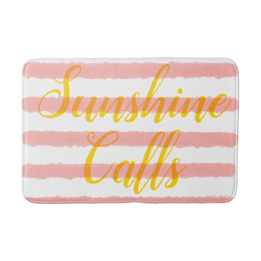 Pastel roze witte strepen badmat (Voorkant)