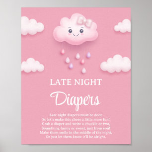 Pastel roze wolk 9 Late Night Luiers spel teken Poster