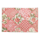 Pastel Rozen Bloemen Patchwork Patroon Kussensloop (Achterkant)