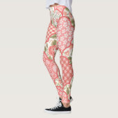 Pastel Rozen Bloemen Patchwork Patroon Leggings (Links)