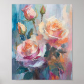 Pastel Rozen Moderne Abstracte Bloemenkunst Poster (Voorkant)