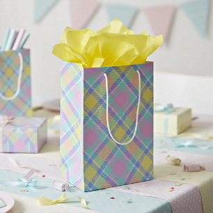 Pastel ruitjespatroon medium cadeauzakje