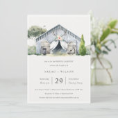 Pastel Rustic Barnyard Boerderij Theme Wedding Inv Bedankkaart (Staand voorkant)