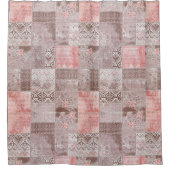 pastel Rustic Brown patchwork Douchegordijn (Voorkant)