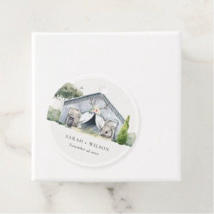 Pastel Rustic Dusky Barnyard Boerderij Theme Wedde Bedankjes Labels