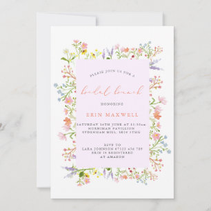 Pastel Rustic Wildflower Lijst Bridal Brunch Kaart