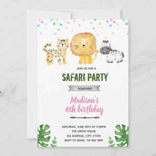 Pastel safari dierentuin uitnodiging