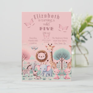 Pastel Safari Invitation d'anniversaire pour fille