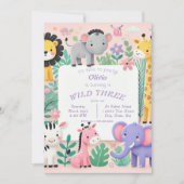 Pastel Safari Wild Birthday Invitation (Devant)