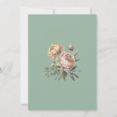 Pastel Sage & Blush Peonies Mariage Détails Carte (Dos)