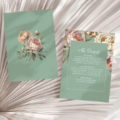 Pastel Sage & Blush Peonies Mariage Détails Carte