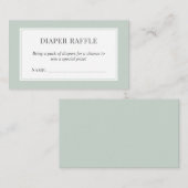Pastel Sage Green Baby shower Luier Raffle Ticket Informatiekaartje (Voorkant / Achterkant)